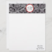 Monogram briefhoofd zwart en grijs Paisley (Voorkant)