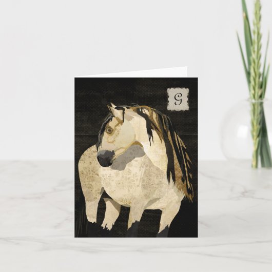 Monogram briefkaart van wit paard (Voorkant)