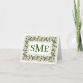 Monogram briefpapier met witte bloem bedankkaart (Voorkant)
