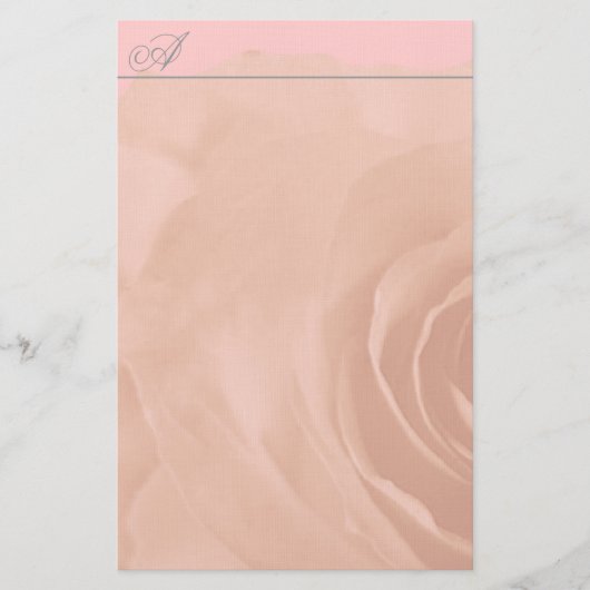 Monogram briefpapier vervaagd Roos op Bleek roze (Voorkant)