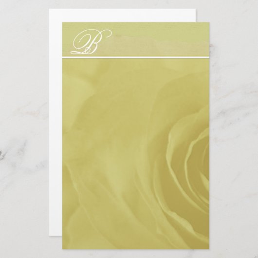 Monogram briefpapier vervaagd Roos op limoengroen (Voorkant / Achterkant)