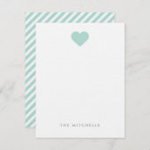 Monogram briefpapier voor munt-zoete harten notitiekaartje (Voorkant / Achterkant)