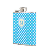 Monogram Bright Blue Gingham Pattern Heupfles (Links)