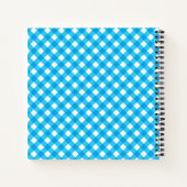 Monogram Bright Blue Gingham Pattern Notitieboek (Achterkant)