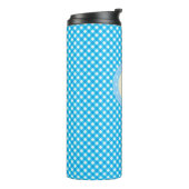 Monogram Bright Blue Gingham Pattern Thermosbeker (Gedraaid links)