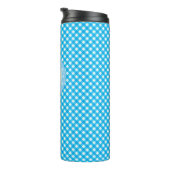 Monogram Bright Blue Gingham Pattern Thermosbeker (Geroteerd rechts)