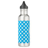 Monogram Bright Blue Gingham Pattern Waterfles (Links)