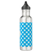 Monogram Bright Blue Gingham Pattern Waterfles (Rechts)
