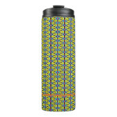 Monogram Bright Geel/Aqua/Rode Stripes/Driehoeken Thermosbeker (Voorkant)