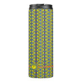 Monogram Bright Geel/Aqua/Rode Stripes/Driehoeken Thermosbeker (Achterkant)