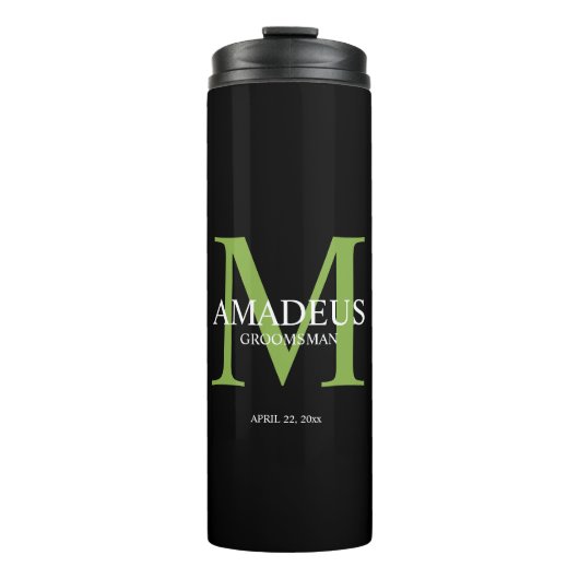 Monogram Bright Green Named thermosbeker (Voorkant)