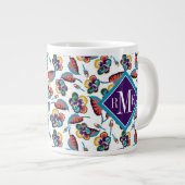 Monogram | Bright Hibiscus Pattern Grote Koffiekop (Voorkant rechts)