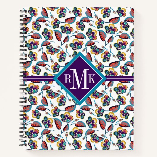 Monogram | Bright Hibiscus Pattern Notitieboek (Voorkant)