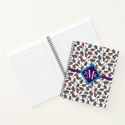 Monogram | Bright Hibiscus Pattern Notitieboek (Binnen)
