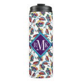 Monogram | Bright Hibiscus Pattern Thermosbeker (Voorkant)