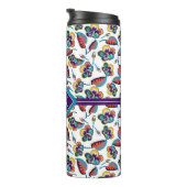 Monogram | Bright Hibiscus Pattern Thermosbeker (Geroteerd rechts)