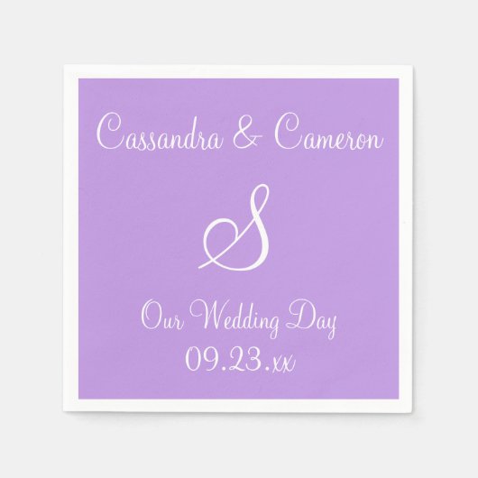 Monogram Bright Lavender Eenvoudige kleurencoördin Servet (Voorkant)