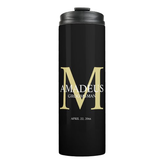 Monogram Bright Yellow Named thermal tumbler Thermosbeker (Voorkant)