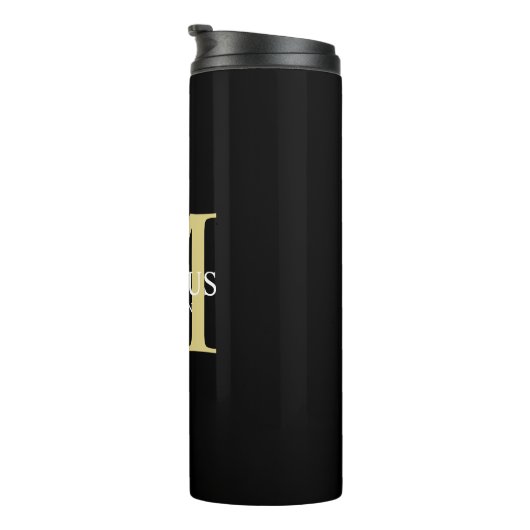 Monogram Bright Yellow Named thermal tumbler Thermosbeker (Geroteerd rechts)