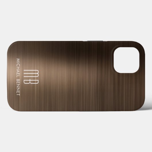 Monogram Brons Bruin Geborsteld Metaal Case-Mate iPhone Case (Achterkant (horizontaal))