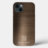 Monogram Brons Bruin Geborsteld Metaal Case-Mate iPhone Case (Achterkant)