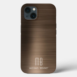 Monogram Brons Bruin Geborsteld Metaal Case-Mate iPhone Case