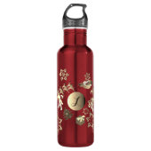 Monogram Bronze-achtige Santa's Reindeer & Snowfla Waterfles (Voorkant)