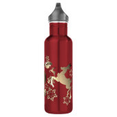 Monogram Bronze-achtige Santa's Reindeer & Snowfla Waterfles (Rechts)