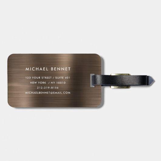 Monogram Bronze Bruin Metallisch Bagagelabel (Achterkant horizontaal)