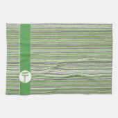 Monogram Bronze, Green en White Stripes Theedoek (Horizontaal)
