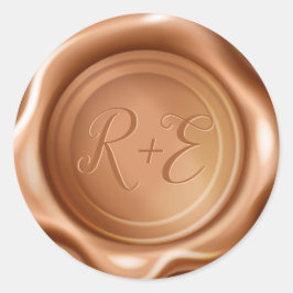 Monogram Bronze Wax Seal Weddenschappen Ronde Sticker