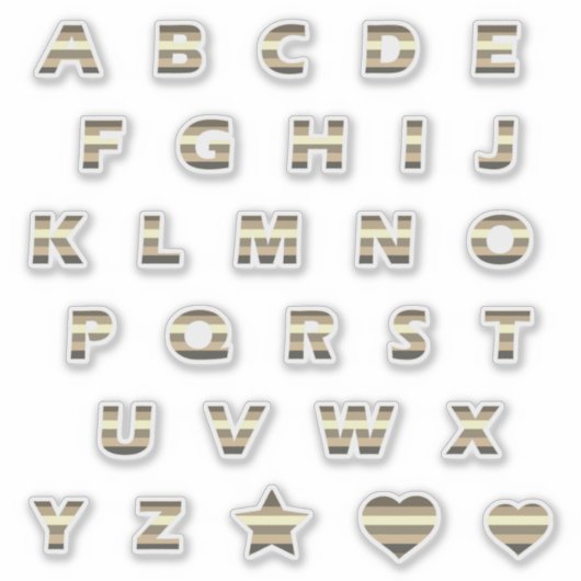 Monogram Bronze Yellow Beige Stripes Sticker (Voorkant)