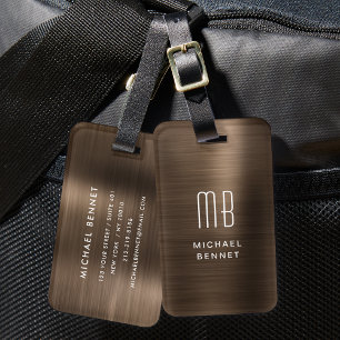 Monogram Bronzen Bruine Metalen Bagage Label