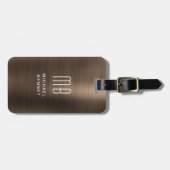 Monogram Bronzen Bruine Metalen Bagage Label (Voorkant horizontaal)