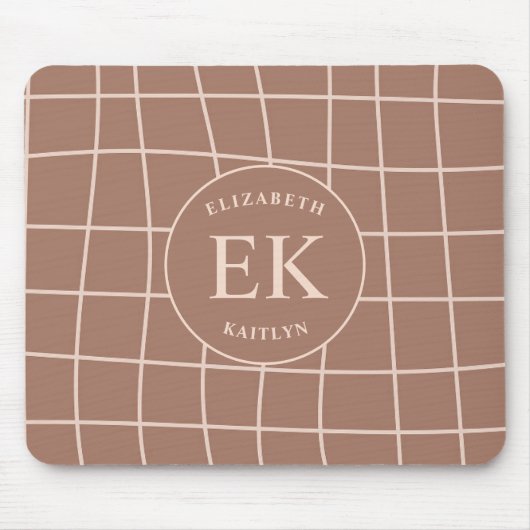 Monogram Brown Abstracte Grids Muismat (Voorkant)