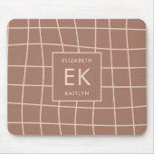 Monogram Brown Abstracte Grids Muismat (Voorkant)