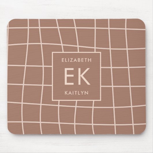 Monogram Brown Abstracte Grids Muismat (Voorkant)