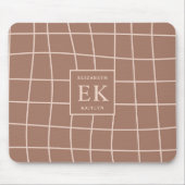 Monogram Brown Abstracte Grids Muismat (Voorkant)