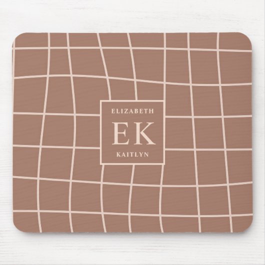 Monogram Brown Abstracte Grids Muismat (Voorkant)