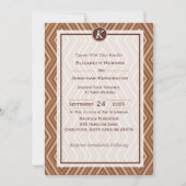 Monogram Brown and Beige Wedding Invitation Kaart (Voorkant)
