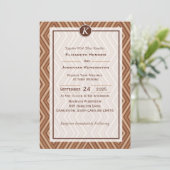 Monogram Brown and Beige Wedding Invitation Kaart (Staand voorkant)