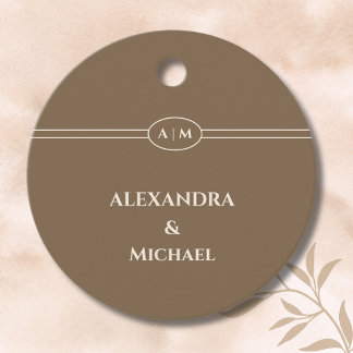 Monogram Brown Christian Wedding Thank You Bedankjes Labels