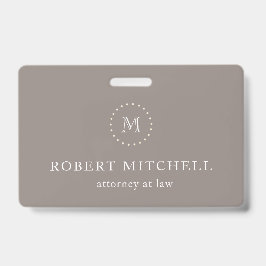 Monogram Brown Elegant Professional Badge