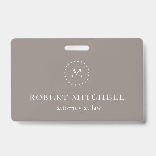 Monogram Brown Elegant Professional Badge