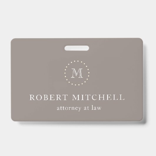 Monogram Brown Elegant Professional Badge (Voorkant)