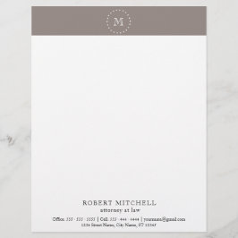 Monogram Brown Elegant Professional Letterhead Briefhoofd Ontwerp
