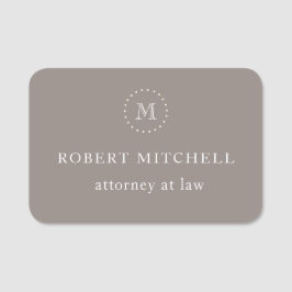 Monogram Brown Elegant Professional Naamplaatje