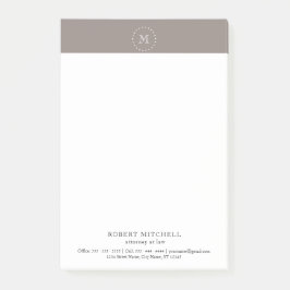 Monogram Brown Elegant Professional Post-it® notes