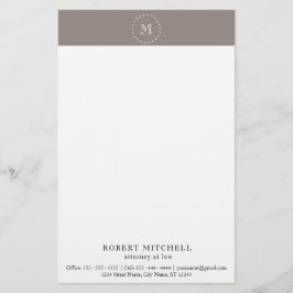 Monogram Brown Elegant Professional Stationery Briefpapier