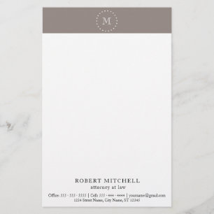 Monogram Brown Elegant Professional Stationery Briefpapier